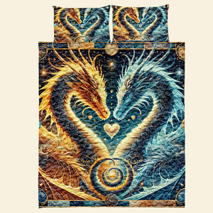 Personalized Gifts For Dragon Couple Lovers Quilt Bedding Set Special Line - Blanket - GoDuckee