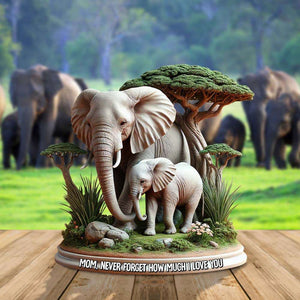 Personalized Gifts For Mom Acrylic Plaque, Elephant Mom 03qhtn010425 - Shaped Plaques - GoDuckee