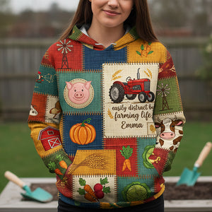 Rustic Patchwork Farm Hoodie - Personalized Gifts For Farmer 03KITA211125 - AOP Products - GoDuckee