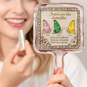 Sisters Butterfly Handheld Mirror Personalized Gifts For Besties 01natn130226 - Mirror - GoDuckee