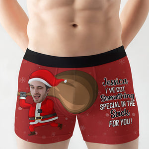 I've Got Something Special On The Sack For You, Funny Custom Face Men Boxer Briefs, Christmas Gift For Couple - Boxer Briefs - GoDuckee