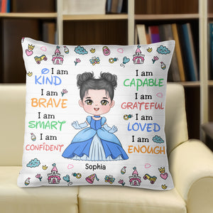 I Am Kind I Am Brave I Am Enough-Personalized Square Pillow- Gift For Kids-CC-Pillow-02naqn070823ha - Pillow - GoDuckee