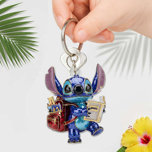 Cute Blue Monster Back To School Keychain - Personalized Gifts For Kids 06OHLU140625 - Keychains - GoDuckee