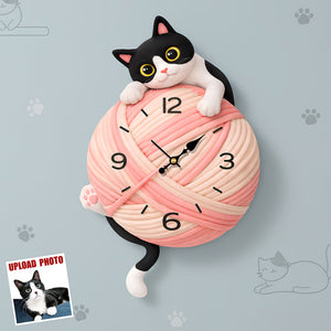 Cute Cat Custom Photo Acrylic Hanging Wall Clock - Gifts For Cat Lovers 04hudt271225 - Hanging Wall Clock - GoDuckee