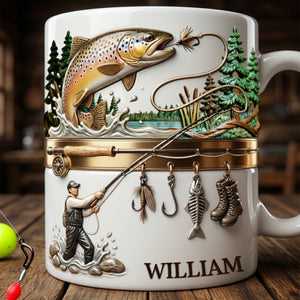 Hooked on Fishing White Coffee Mug - Personalized Gift For Fishing Lovers 02PALU201225 - Coffee Mug - GoDuckee