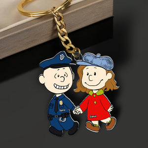 Personalized Gifts For Police Couple Keychain 05qhqn031224hg Couple Hand In Hand - Keychains - GoDuckee