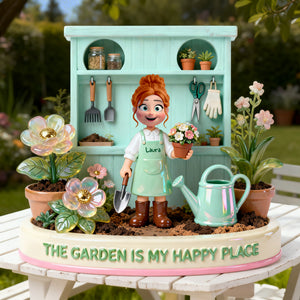 Happy Garden Acrylic Plaque - Personalized Gifts For Gardeners 05PGLU130226 - Shaped Plaques - GoDuckee