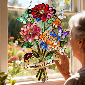 Grandma's Love Bugs Suncatcher Ornament - Personalized Mother's Day Gifts 02natn240226 - Ornament - GoDuckee
