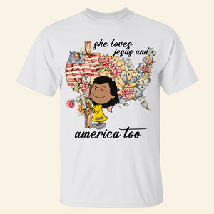 Personalized Gifts For Christians Girl Shirt, Love Jesus & America 02qhqn040125hg - Shirts - GoDuckee