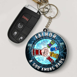 Dad A God Among Dads 03qhqn270523ha Personalized Keychain QNFBK - Keychains - GoDuckee