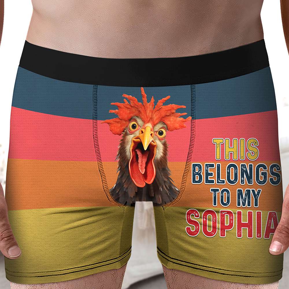 This Cock Belongs To My [Custom Name], Couple Gift, Personalized Men Boxer, Funny Men Boxer, Gift For Him - Boxer Briefs - GoDuckee