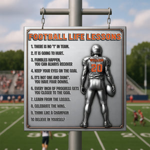 Football Life Lessons Metal Sign – Personalized Gifts For Football Player 02ohlu190625 - Metal Signs - GoDuckee