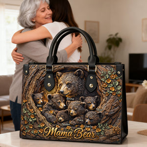 Strong Mama Bear Leather Bag - Personalized Gift For Mom 02HULU070226 - Leather Bag - GoDuckee