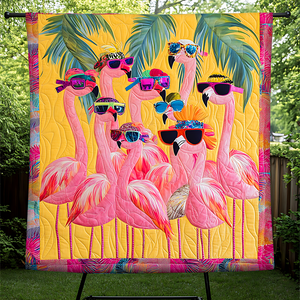 Personalized Gifts For Christmas Flamingo Quilt Bed Set 04HUPU051124 - Blanket - GoDuckee