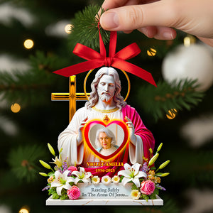 Memorial Jesus Ornament Custom Photo Gifts For Heaven 01HUDT090925 - Ornament - GoDuckee