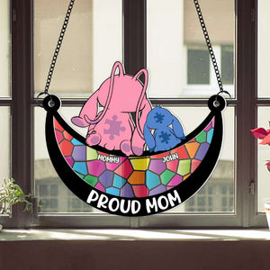 Personalized Gifts For Mom Window Hanging Suncatcher Ornament Autism Mom And Kid 02OHMH190225 - Ornament - GoDuckee