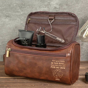 Cheeky Leather Toiletry Bag - Personalized Gift For Him, Husband, Boyfriend 07PGLU081225 - Toiletry Bag - GoDuckee