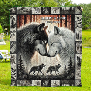 Personalized Gifts For Couple Quilt Bed Set, Romantic Wolf Couple 04QHLU251224 - Blanket - GoDuckee