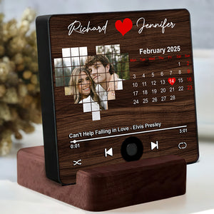 Custom Music & Photo Fridge Magnet Gifts For Couple Calendar Heart 05KAQN301224 - Fridge Magnet - GoDuckee