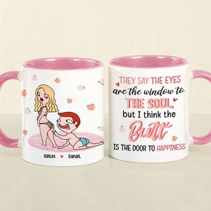 Romantic Couple, The Door To Happiness, Personalized Mug, Couple Gifts, Gifts For Him, Gifts For Her, Valentine's Day Gifts - Coffee Mug - GoDuckee