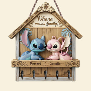 Cartoon Couple Wood Key Hanger - Personalized Gifts For Couple 05ohqn290525 - Wood Sign - GoDuckee