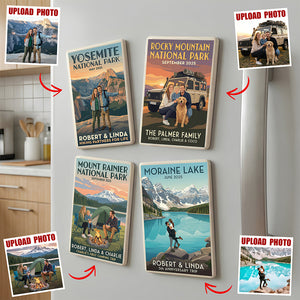 Memorable Trips Retro Fridge Magnet, Custom Photo Gifts For Camper, Hiker, Trekkers, Outdoor Enthusiasts 03qhdt241225 - Fridge Magnet - GoDuckee