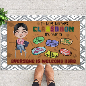 EveryOne Is Welcome Here-Gift For Teacher-Personalized Door Mat- Teacher Door Mat - Doormat - GoDuckee