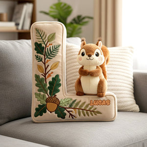 Squirrel Alphabet Initial Letter Custom Shaped Pillow - Personalized Gifts For Kids 02pgtn101225 - Pillow - GoDuckee