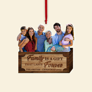 Family Is A Gift That Lasts Forever, Gift For Family, Personalized Ornament, Custom Family Image Ornament, Christmas Gift 04PGPO240723 - Ornament - GoDuckee