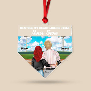He Stole My Heart Like He Stole Your Base, Couple Gift, Personalized Acrylic Ornament, Baseball Couple Ornament, Christmas Gift - Ornament - GoDuckee