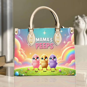 Personalized Gifts For Mom Leather Bag, Easter Day Chick Peeps 011TGMH180325 - Leather Bag - GoDuckee