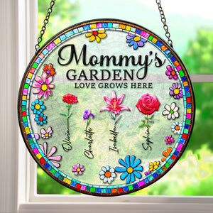 Personalized Gifts For Mom Stained Glass Mommy's Garden Love Grows Here 02ACDT220325 - Ornament - GoDuckee