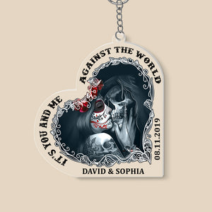 It's You And Me Against The World 03QHQN220623 Couple Kissing Personalized Keychain - Keychains - GoDuckee