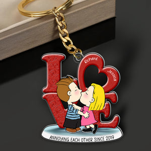 Personalized Gifts For Couple Keychain 04ohqn070125hg Couple Kissing - Keychains - GoDuckee