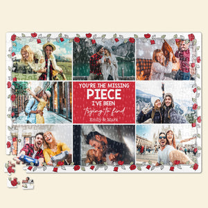 You're The Missing Piece I've Been Trying To Find, Couple Gift, Personalized Jigsaw Puzzle, Custom Photo Couple Puzzle - Wood Sign - GoDuckee