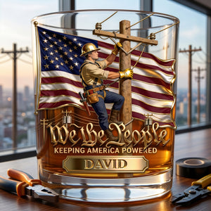 Keeping America Powered Whiskey Glass - Personalized Gifts For Lineman 01PGLU150626 - Glass - GoDuckee