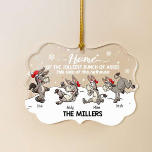 Home Of The Jolliest, Gift For Family, Personalized Ornament, Funny Donkey Family Ornament, Christmas Gift 05QHHN310823 - Ornament - GoDuckee