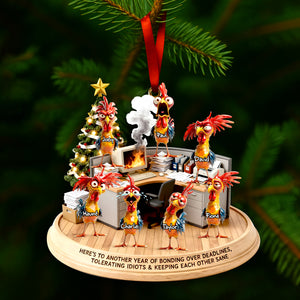 Office Chaos Chicken Acrylic Ornament - Personalized Gift For Coworkers 03QHLU111125 - Ornament - GoDuckee