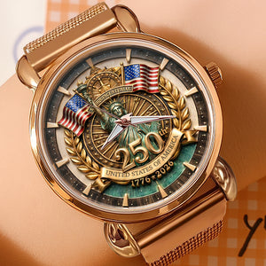 America 250th Anniversary Mesh Strap Quartz - Personalized Gifts 04paqn300126 - Quartz Watch - GoDuckee