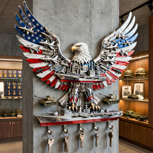 Armed Eagle Key Hanger – Personalized Gift For Veterans & Patriots 04qhtn280126 - Key Hanger - GoDuckee