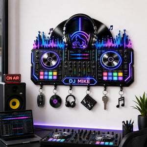 DJ Turntable Key Hanger - Personalized Gifts For Beat Makers 03NALU120626 - Key Hanger - GoDuckee