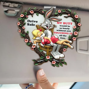 Naughty Rabbit Couple Car Visor Clip Personalized Gifts For Couple 03qhdt290525 - Car Visor Clip - GoDuckee