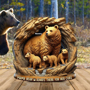 Personalized Gifts For Mom Plaque Mother's Day Bear Mom And Kids 02TGTN250325 - Shaped Plaques - GoDuckee