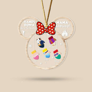 Hands Down, You're The Happiest Nana Around, Gift For Family, Personalized Acrylic Ornament, Cartoon Gloves Ornament, Christmas Gift 04HTHN311023 - Ornament - GoDuckee