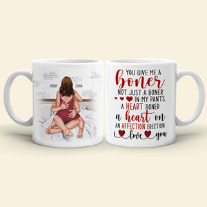 You Give Me A Boner-Personalized Coffee Mug- Gift For Him/ Gift For Her- Couple Coffee Mug - Coffee Mug - GoDuckee