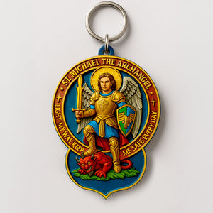 Sacred Warrior St. Michael the Archangel Keychain 06HUDT290525 - Keychains - GoDuckee
