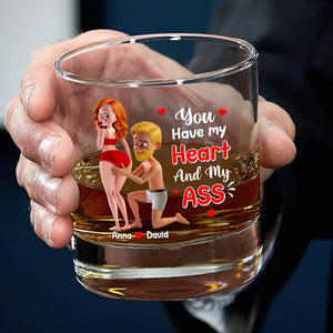 You Have My Heart Whiskey Glass Personalized Funny Gifts For Couple 03natn180725hg - Whiskey Glass - GoDuckee