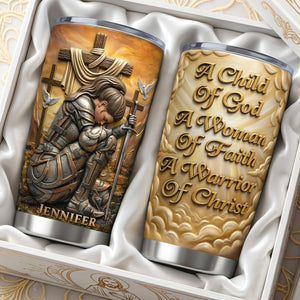 Kneeling Knight Woman Tumbler - Personalized Gifts For Christians 01huta170326 - Tumbler Cup - GoDuckee