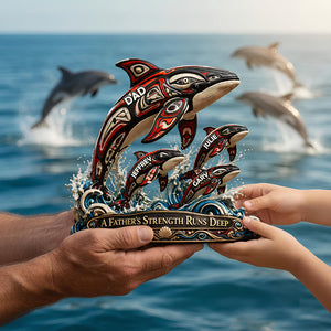 Dolphin Dad Indigenous Acrylic Plaque - Personalized Gifts For Dad 02TODT180426 - Shaped Plaques - GoDuckee