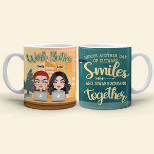 Work Besties, Gift For Coworkers, Personalized Mug, Funny Coworker Friends Mug 01DNHN220623HH - Coffee Mug - GoDuckee